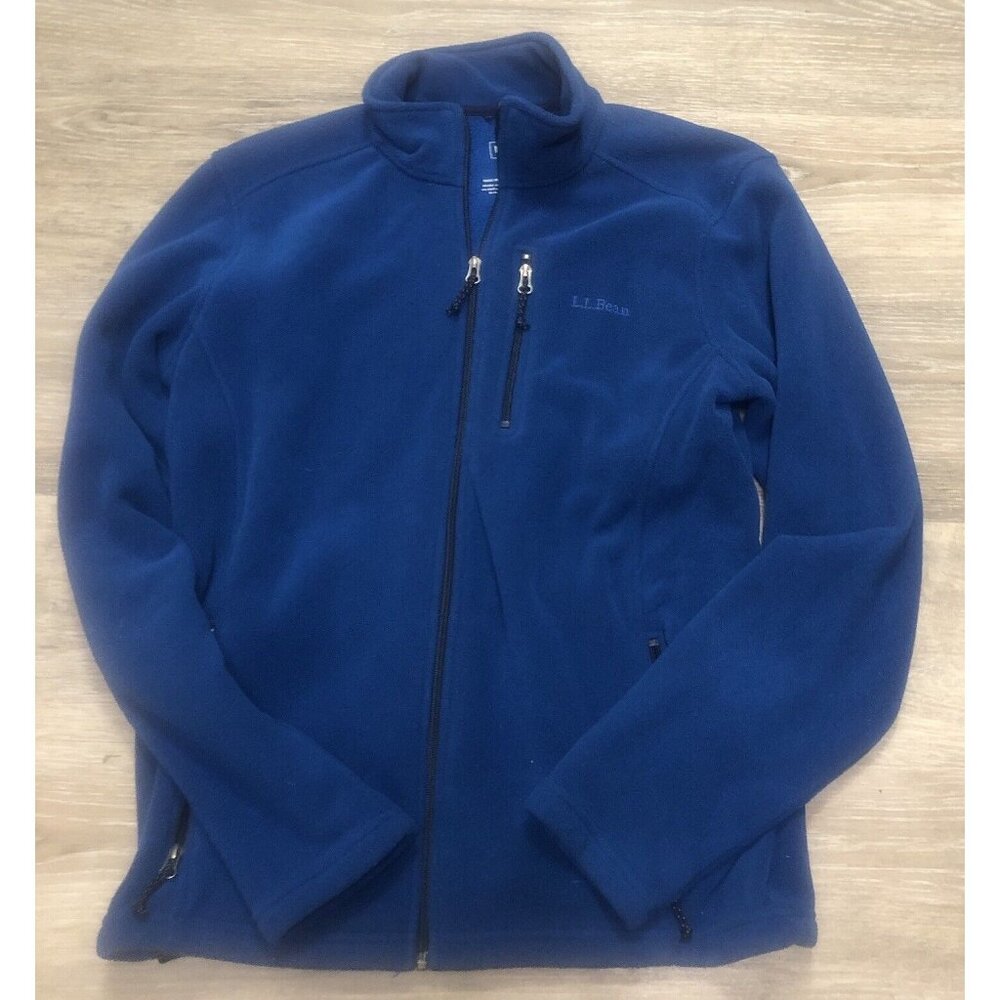 LL Bean Men Large Blue Jacket Full‎ Zip Up Fleece Hike Outdoors Warm